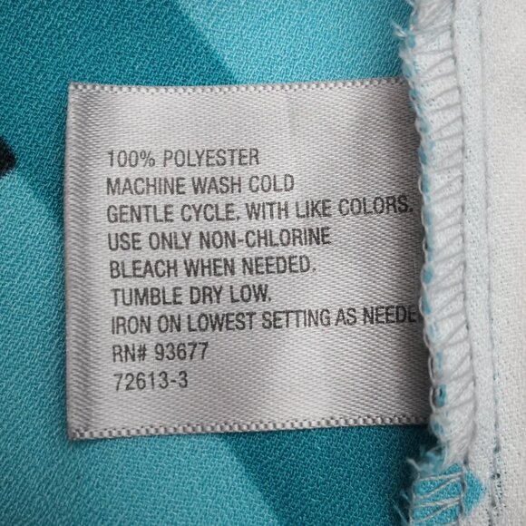 Worthington Ladies Size medium Teal Yellow White Grey & Black Patterned Blouse - Picture 5 of 9